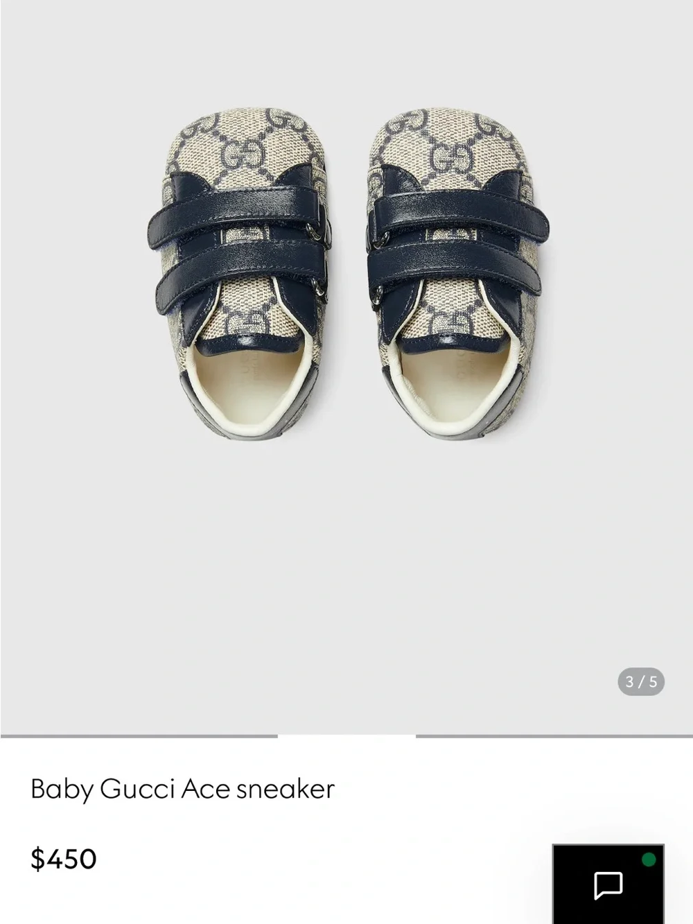 Gucci baby shoes Ace GG Supreme blue and grey bootie 18 size